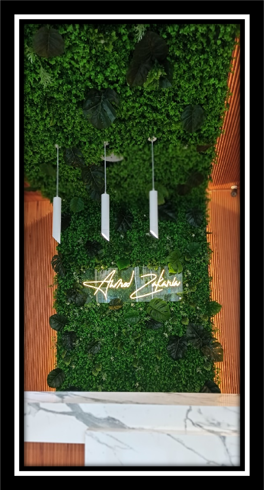 Artificial green wall detail